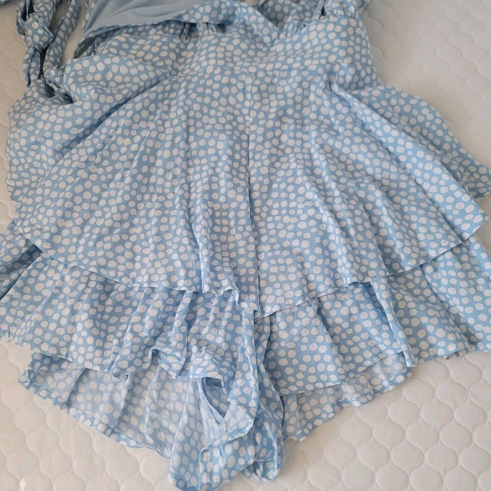 Skylar + Madison Blue White V-Neck Spaghetti Strap Dress M - Picture 6 of 14